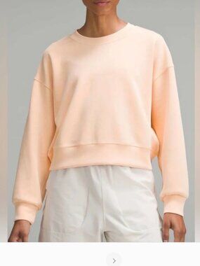 Lululemon Softstreme Perfectly Oversized Cropped Crew Peach Bellini 8